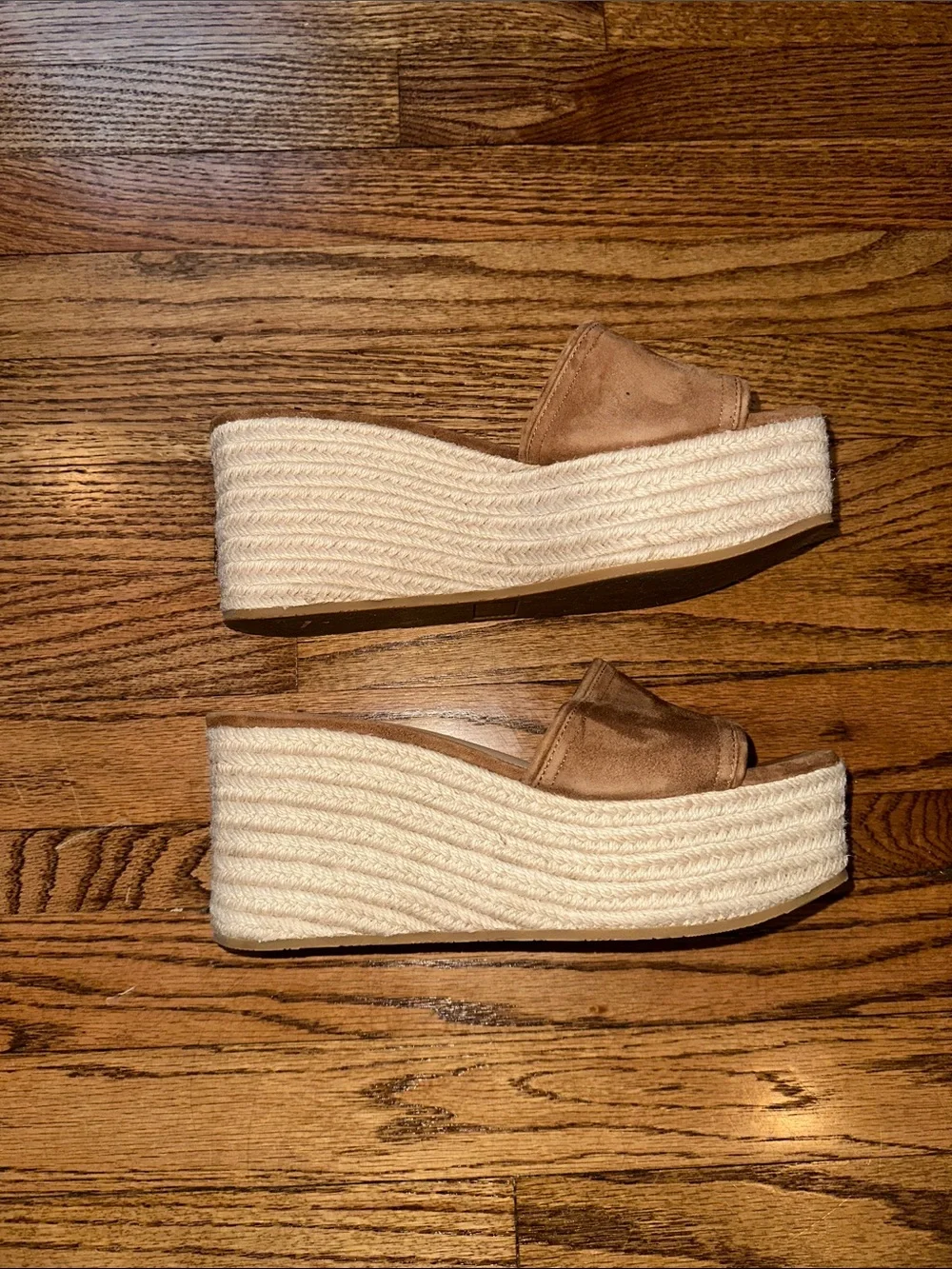 Veronica Beard Leather Gable Espadrille Platform Wedge Sandal